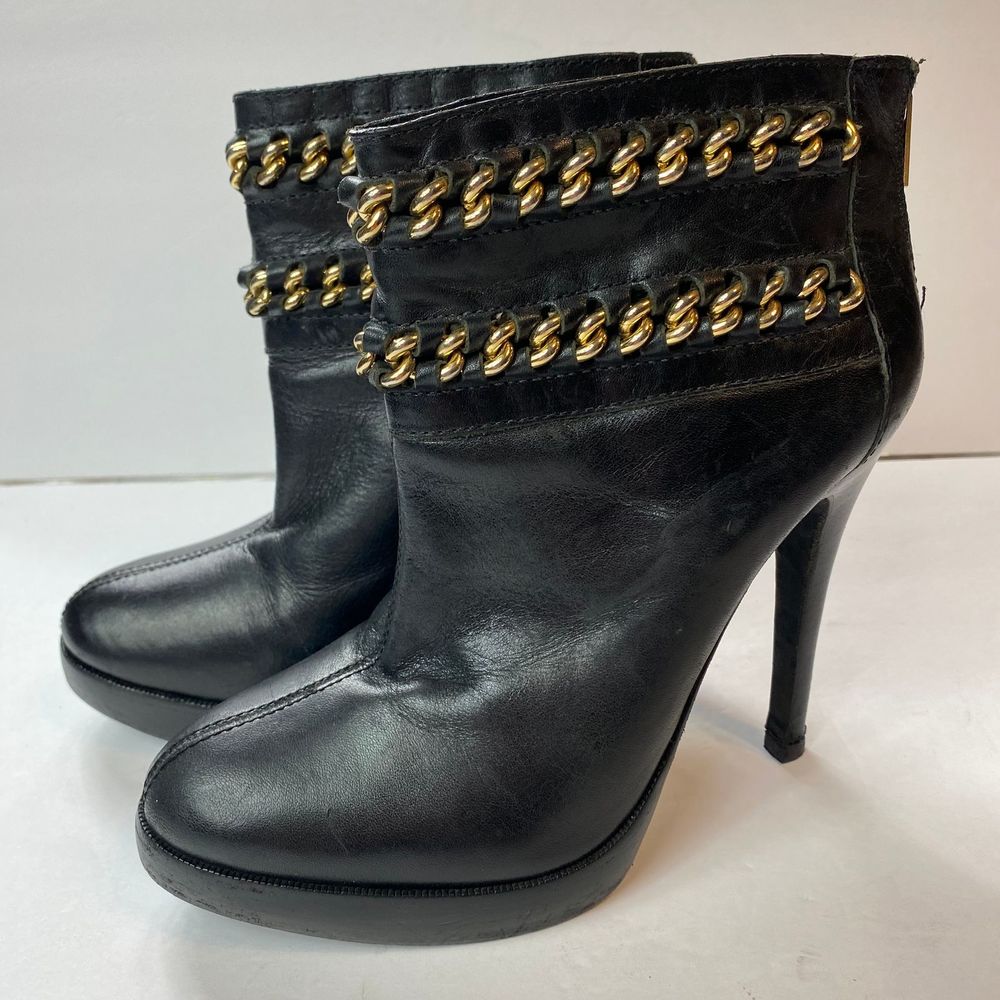 SOLD Tory Burch Lysa Leather & Chain Link Booties - Picture 2 of 16